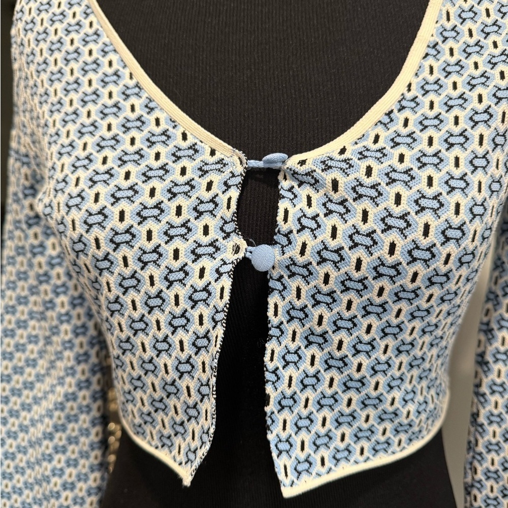 Zara Black and Blue Patterned Knit Top - Picture 2 of 11